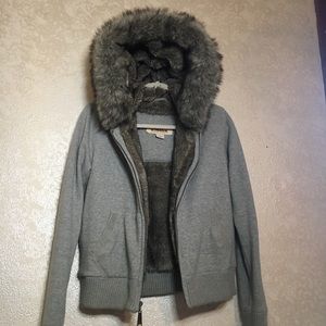 Hydraulic Faux Fur lined hoodie